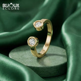Luxury Twin Solitaire Diamond Open-End Ring with Sleek Gold Band Design - Bijoux Eclore