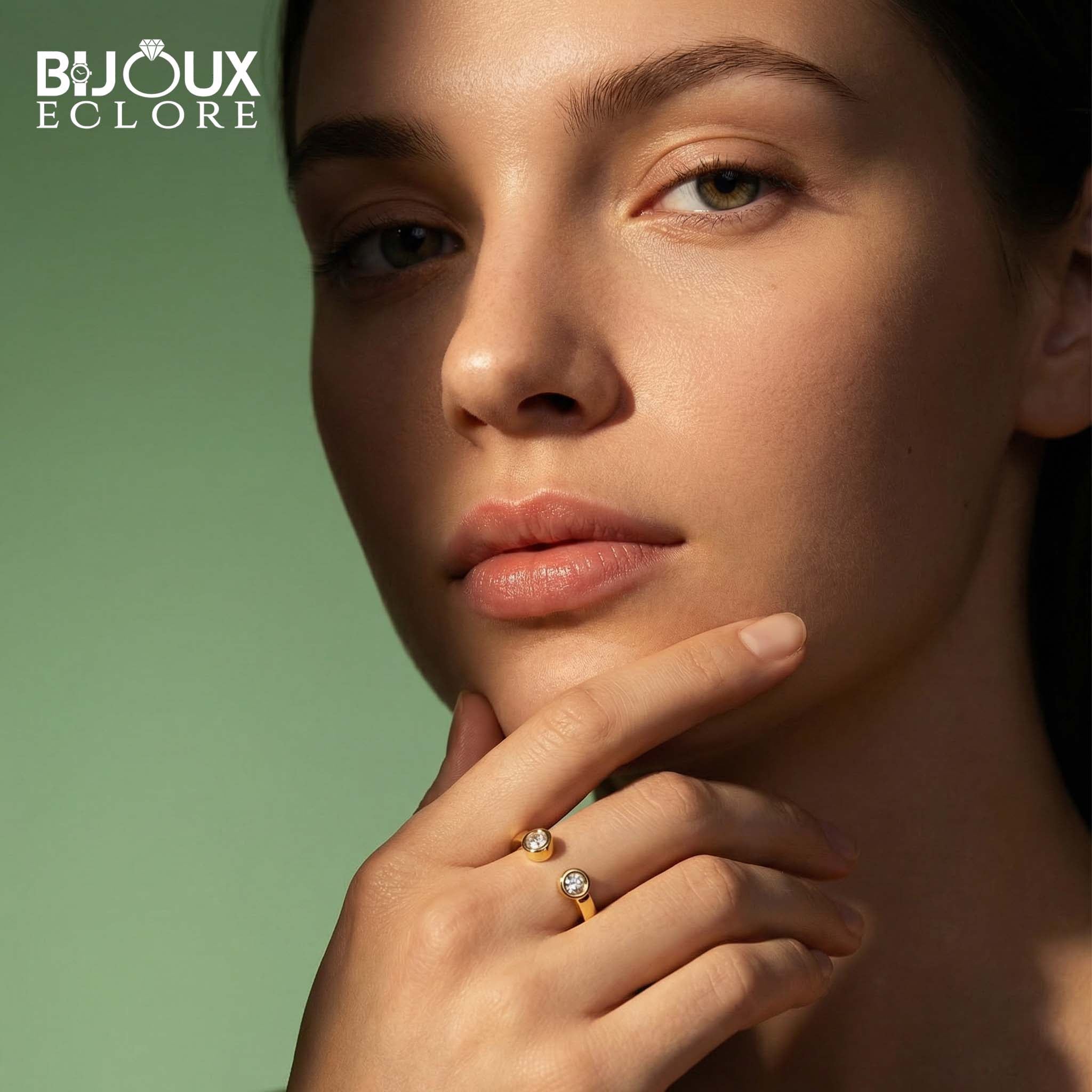 Luxury Twin Solitaire Diamond Open-End Ring with Sleek Gold Band Design - Bijoux Eclore