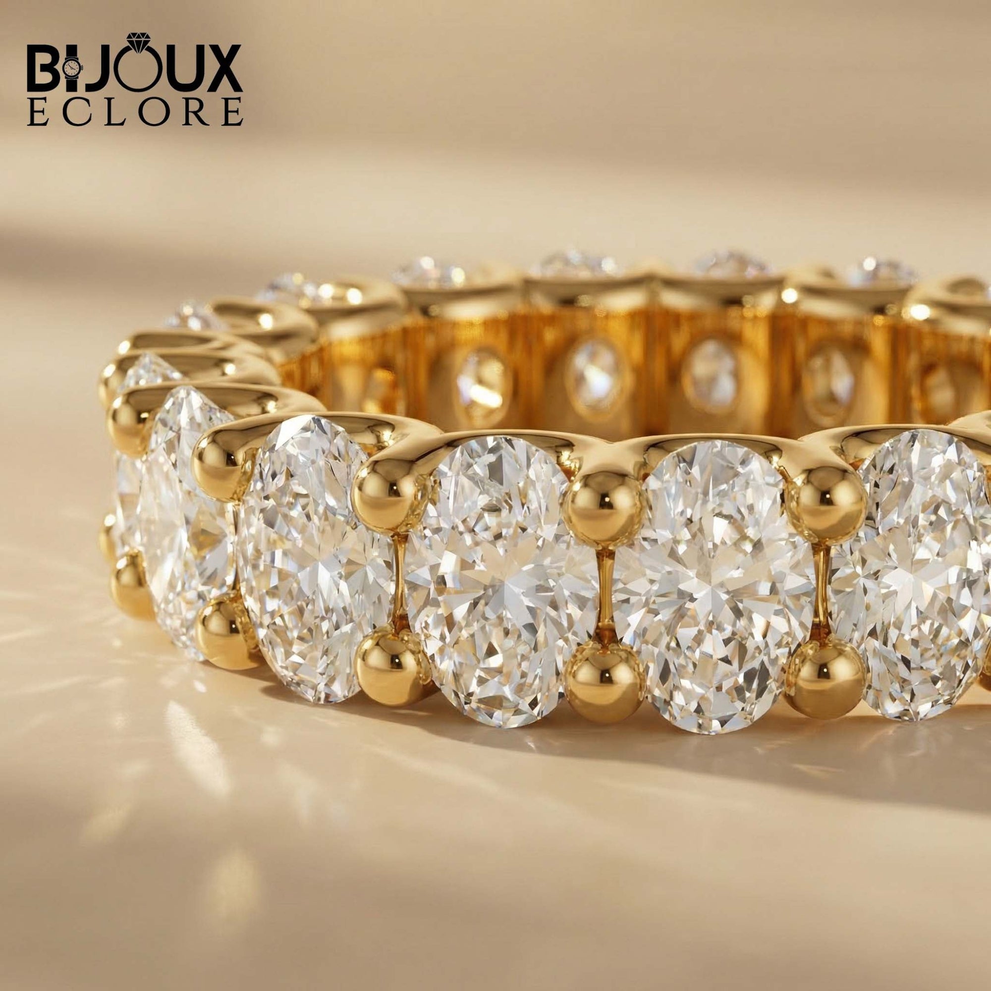 Handcrafted Oval Diamond Eternity Band for a Lifetime of Understated Sophistication Rings - Bijoux Eclore