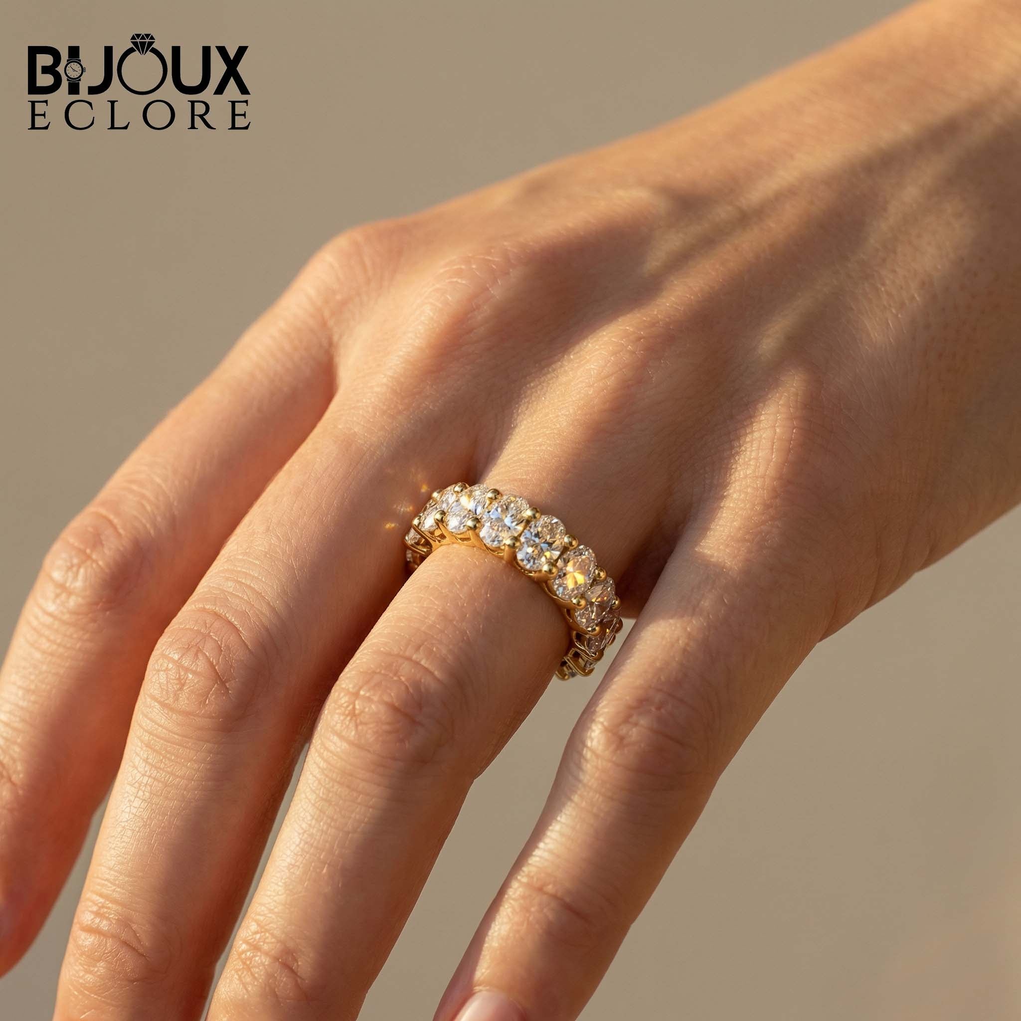 Handcrafted Oval Diamond Eternity Band for a Lifetime of Understated Sophistication Rings - Bijoux Eclore