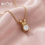Luxury Round Diamond Solitaire Pendant Necklace in Yellow Gold - Bijoux Eclore