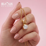 Luxury Round Diamond Solitaire Pendant Necklace in Yellow Gold - Bijoux Eclore