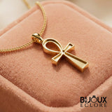 Premium Gold Egyptian Ankh Pendant Necklace for Women with Modern Minimalist Chain Style - Bijoux Eclore
