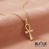Premium Gold Egyptian Ankh Pendant Necklace for Women with Modern Minimalist Chain Style - Bijoux Eclore