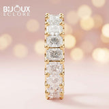Square Diamond Full Eternity Ring with Gold Prong Setting - Bijoux Eclore