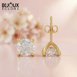 Moissanite Round Cut Earing - Elegant Solitaire Earrings for Women with Secure Screw Backs - Bijoux Eclore