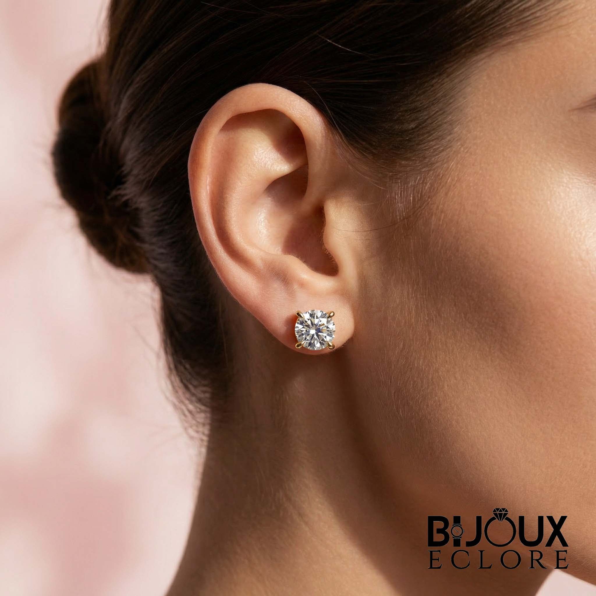 Moissanite Round Cut Earing - Elegant Solitaire Earrings for Women with Secure Screw Backs - Bijoux Eclore