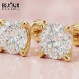 Moissanite Round Cut Earing - Elegant Solitaire Earrings for Women with Secure Screw Backs - Bijoux Eclore