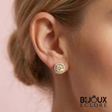 Gold Intricate Basket Halo Earrings - A Refined Statement of Grace and Eternal Sparkle - Bijoux Eclore