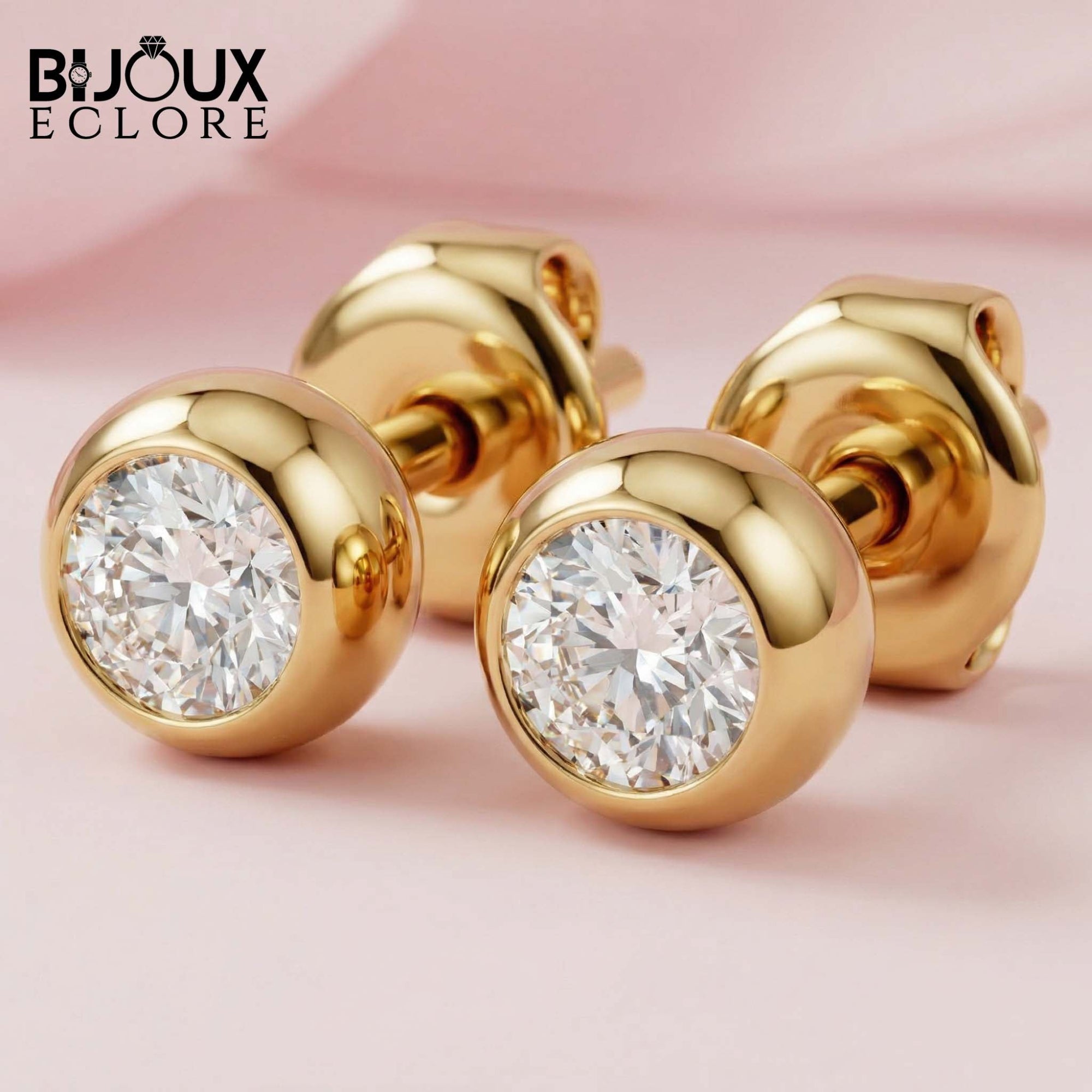 Heirloom-Quality Round Diamond Bezel Studs for a Lifetime of Brilliance Earrings - Bijoux Eclore