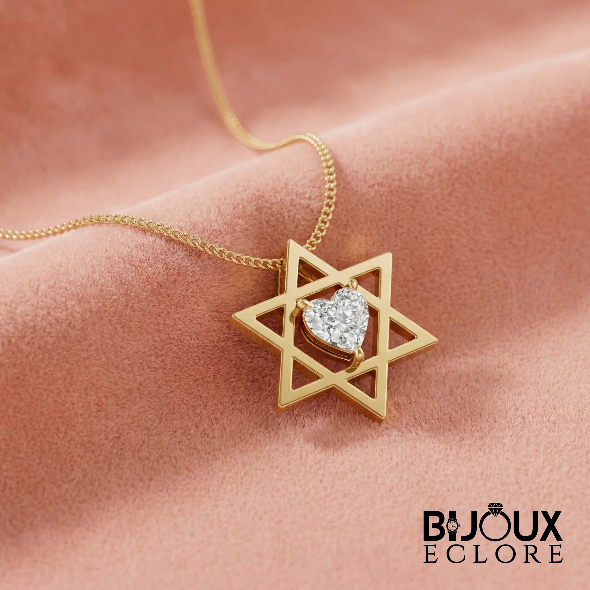 Timeless Gold Star Pendant Necklace for Women with Pear Cut Center Crystal and Sleek Modern Style - Bijoux Eclore
