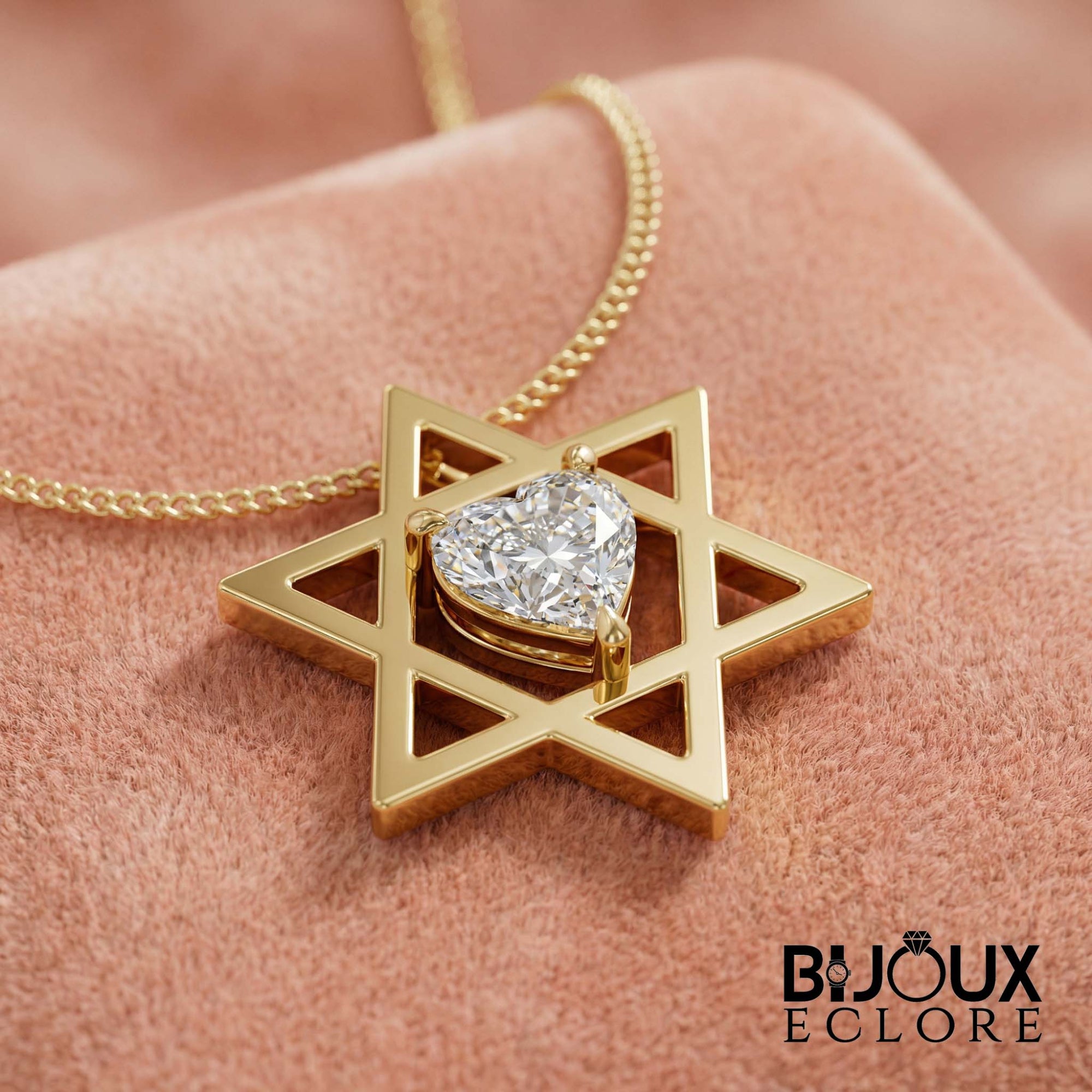 Timeless Gold Star Pendant Necklace for Women with Pear Cut Center Crystal and Sleek Modern Style - Bijoux Eclore