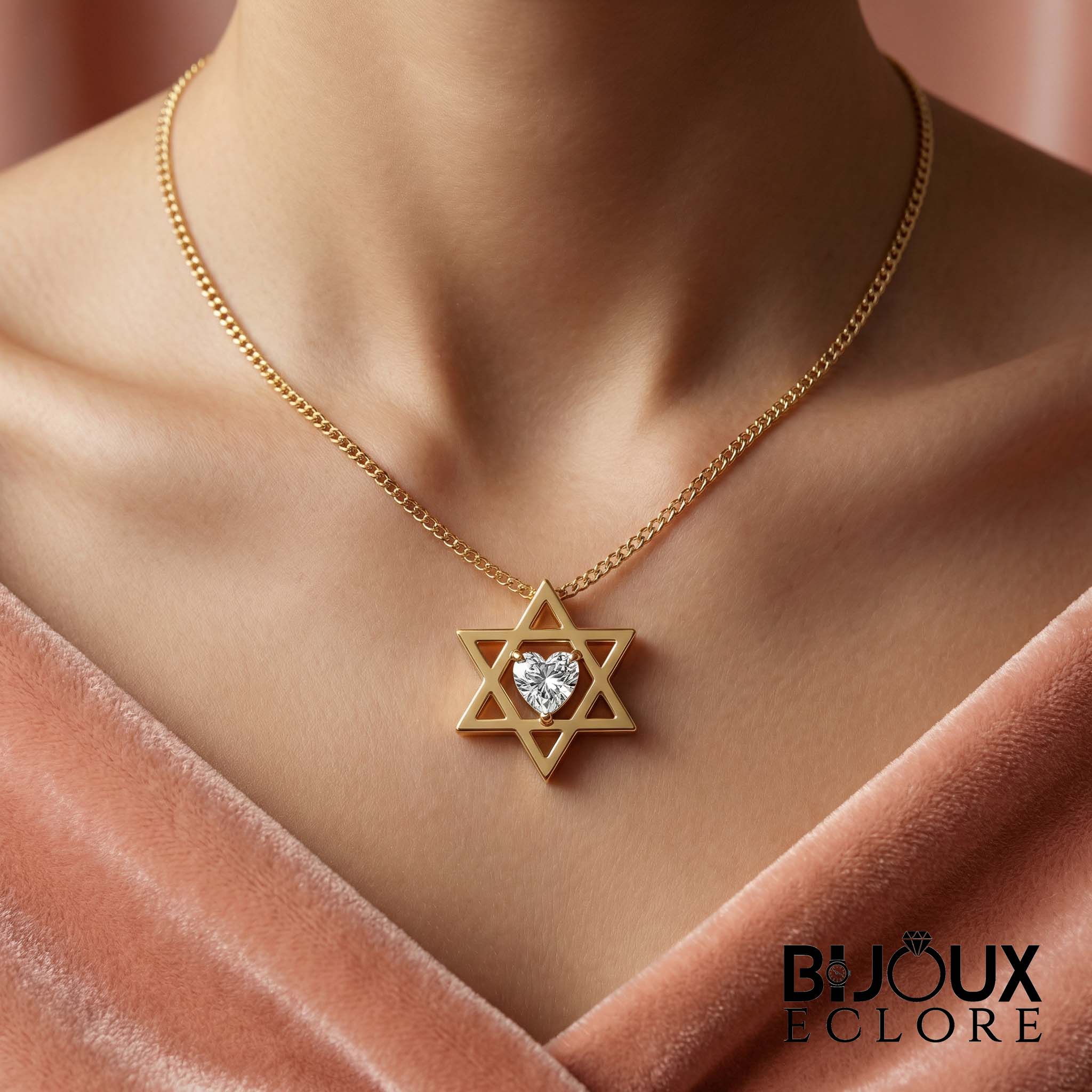 Timeless Gold Star Pendant Necklace for Women with Pear Cut Center Crystal and Sleek Modern Style - Bijoux Eclore