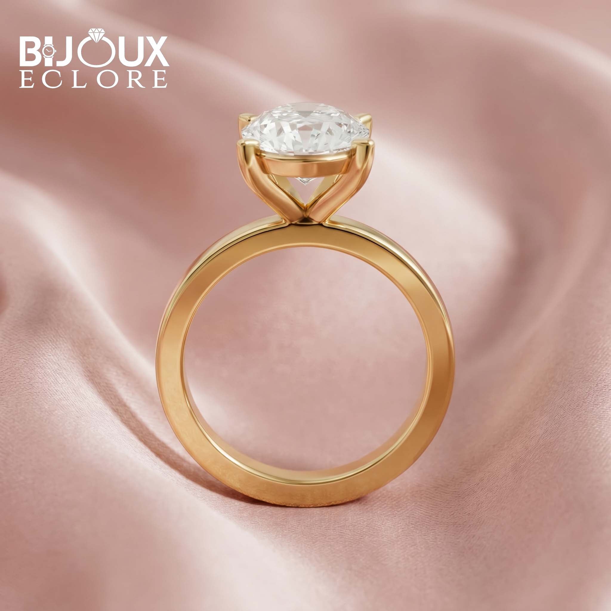 Grande Amour Oval Diamond Solitaire Engagement Ring in Polished Yellow Gold - Bijoux Eclore
