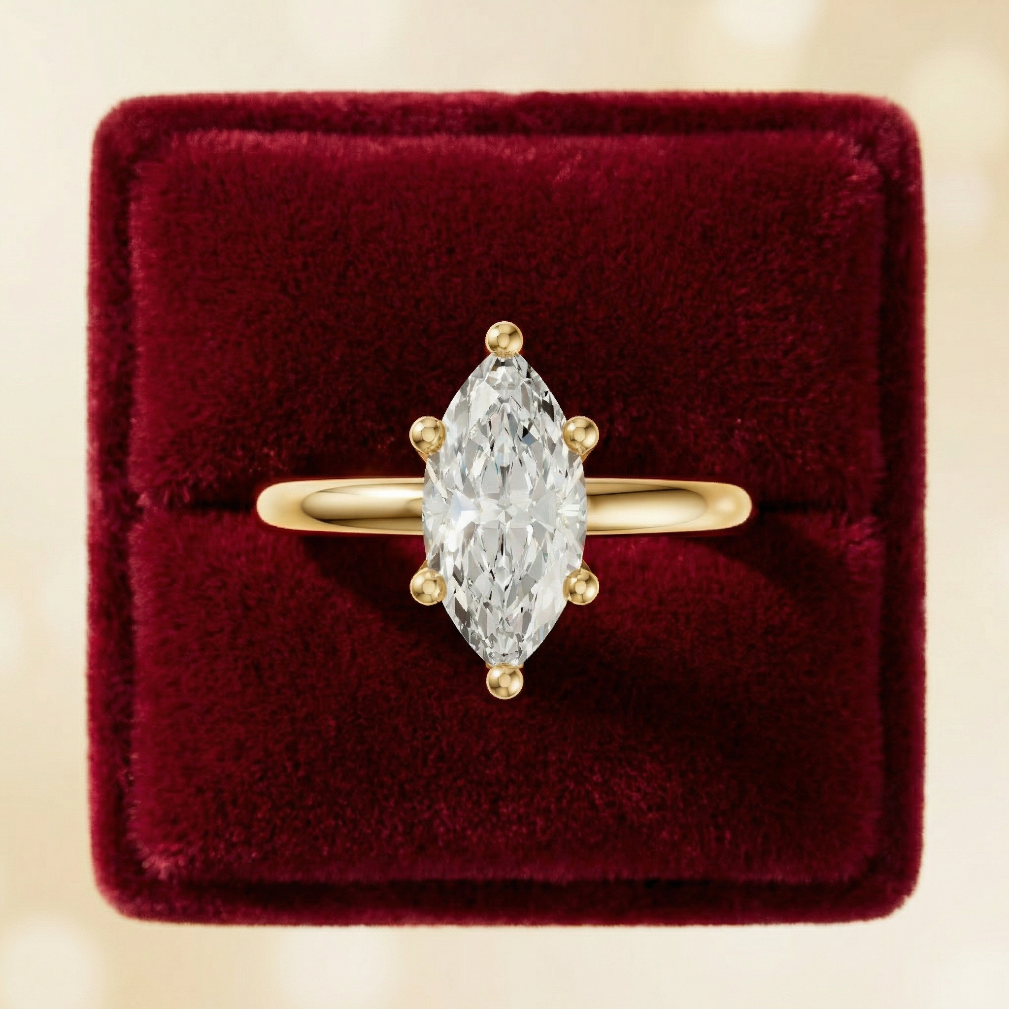 Unique Marquise Engagement Ring – Slim Band Diamond Ring - Bijoux Eclore