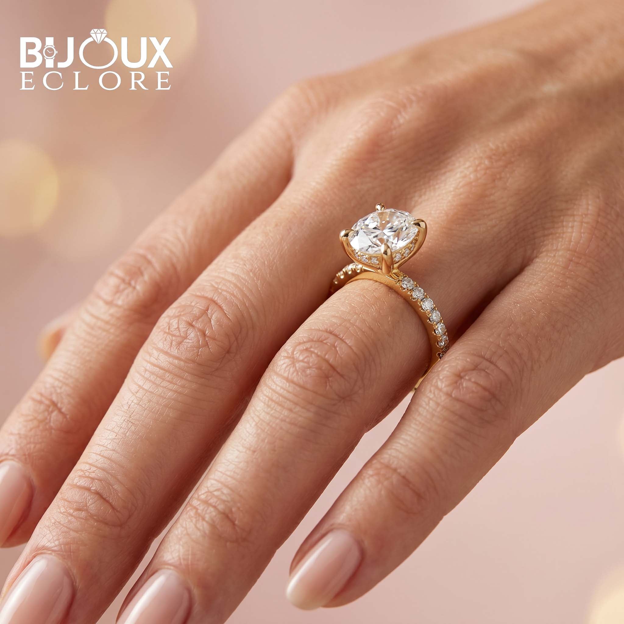 Celeste Royale Round Diamond Engagement Ring with Hidden Halo Sparkle in Yellow Gold - Bijoux Eclore