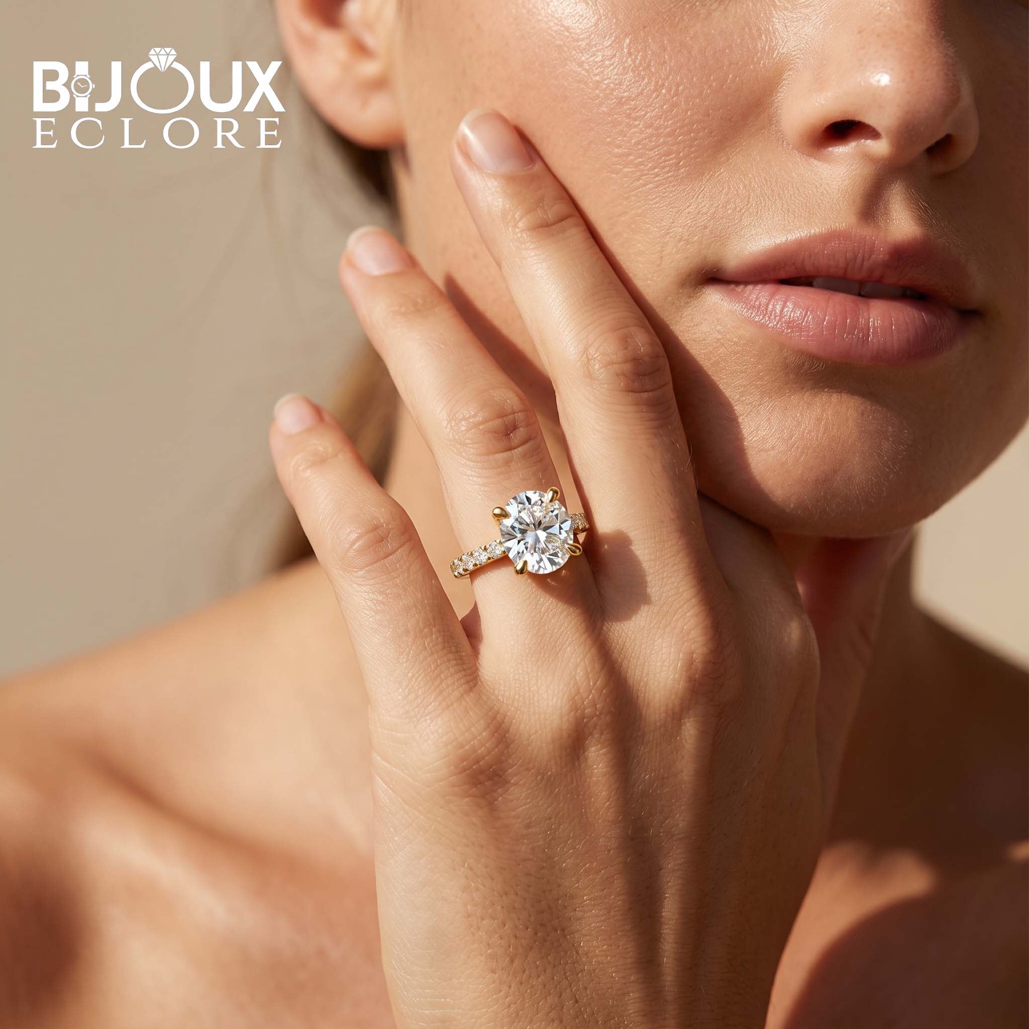 Celeste Royale Round Diamond Engagement Ring with Hidden Halo Sparkle in Yellow Gold - Bijoux Eclore