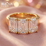 Modern Emerald Cut Diamond Ring with Sleek Gold Finish - Bijoux Eclore