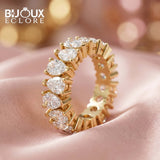 Palais Lumière Fancy-Cut Diamond Eternity Ring in Statement Yellow Gold - Bijoux Eclore