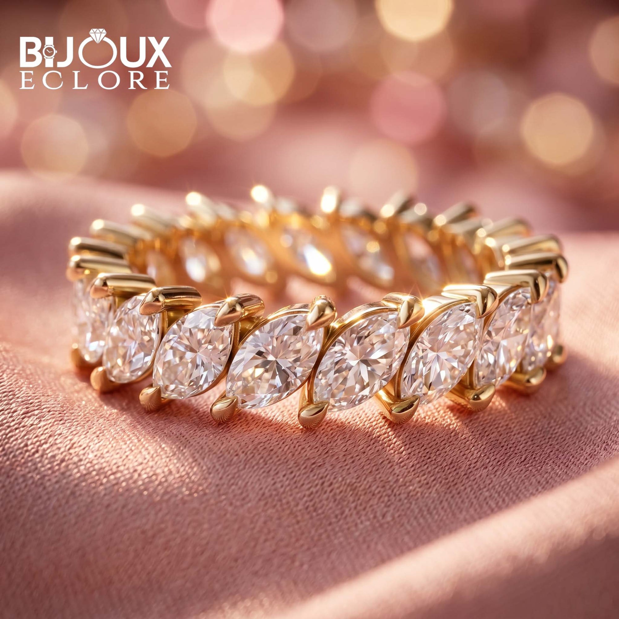 Celeste Empress Oval Diamond Band with Sculpted Claw-Prong Gold Elegance - Bijoux Eclore
