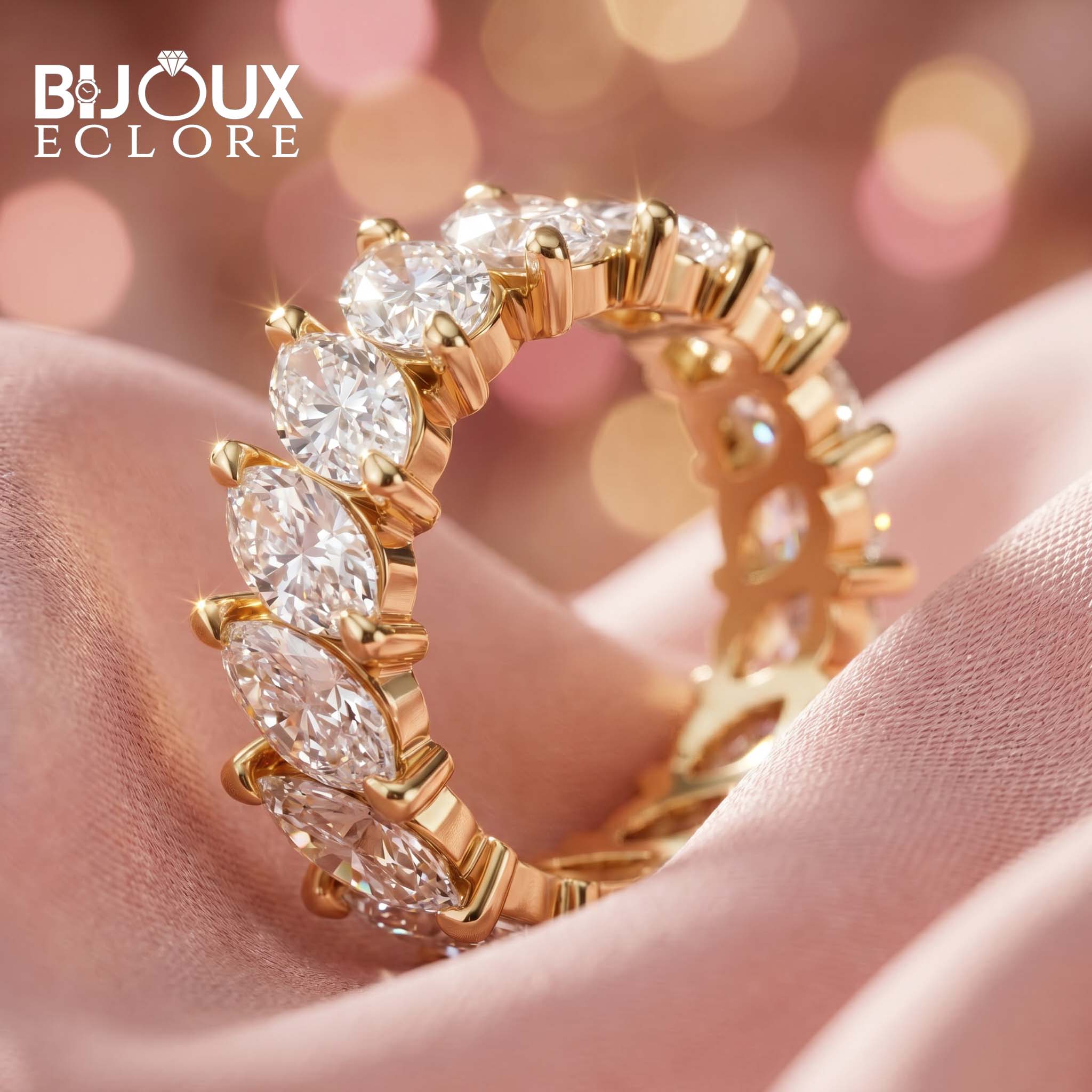 Celeste Empress Oval Diamond Band with Sculpted Claw-Prong Gold Elegance - Bijoux Eclore