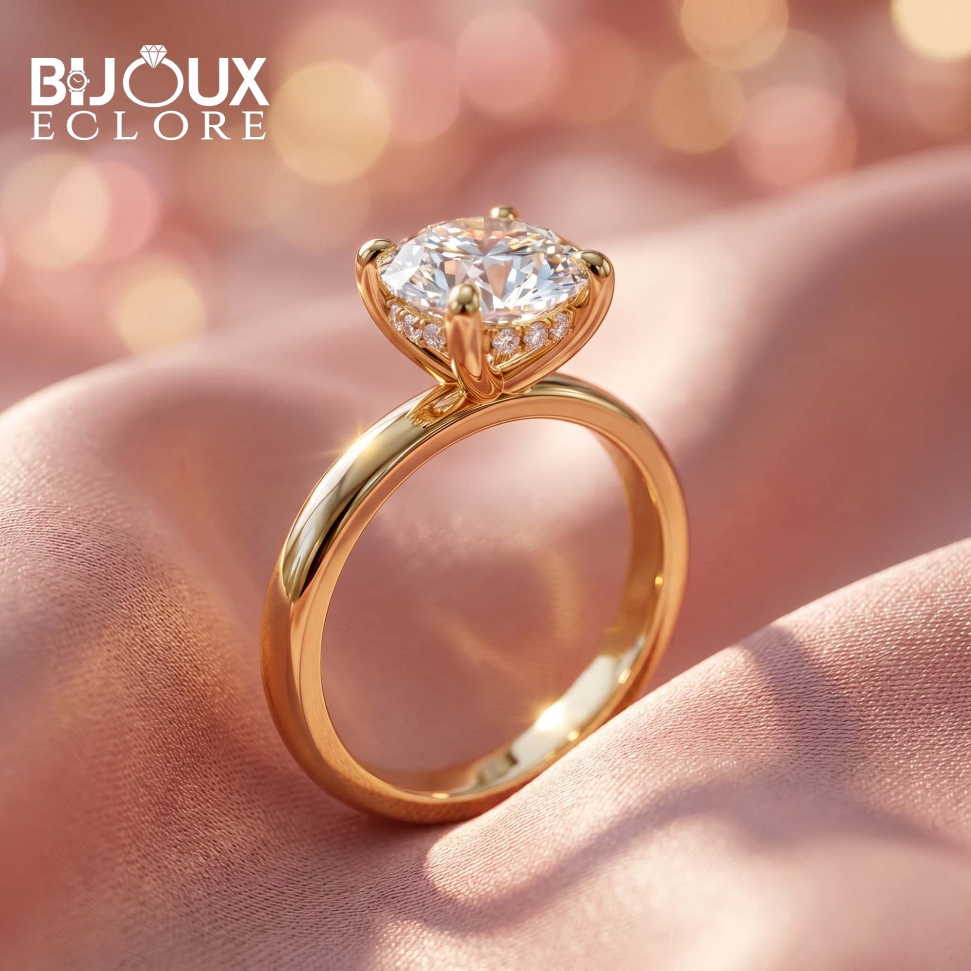 Cathedral Solitaire Diamond Ring with Hidden Pavé Gallery - Bijoux Eclore