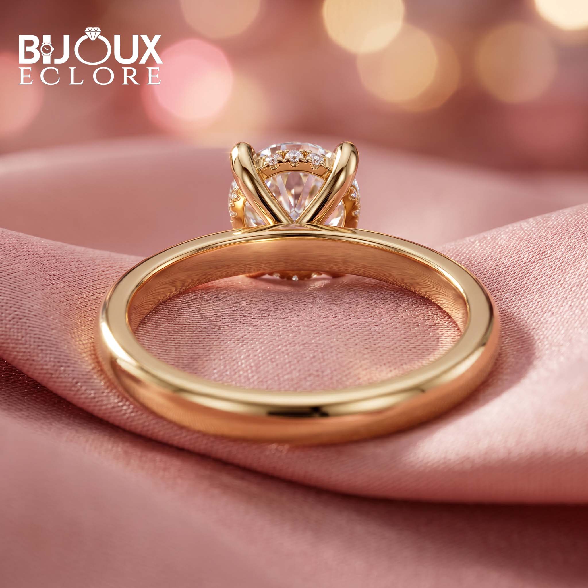 Cathedral Solitaire Diamond Ring with Hidden Pavé Gallery - Bijoux Eclore