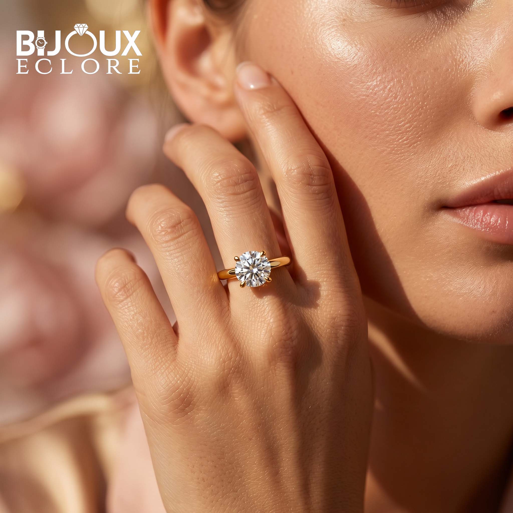 Cathedral Solitaire Diamond Ring with Hidden Pavé Gallery - Bijoux Eclore
