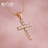 Diamond Cross Pendant Necklace in Rose Gold Finish - Bijoux Eclore