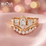 Art Deco Marquise Diamond Ring with Baguette Side Stones - Bijoux Eclore