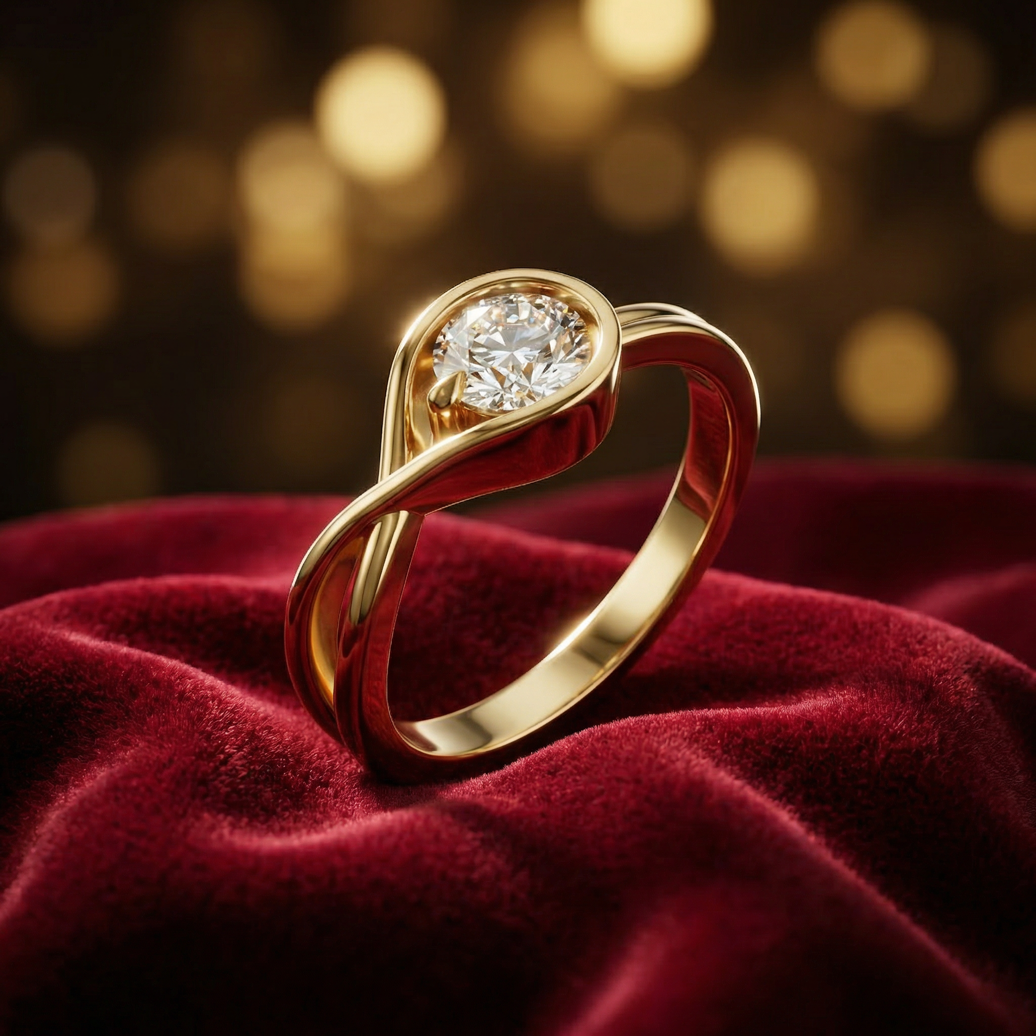 Round Diamond Twist Ring – Modern Love Ring for Her - Bijoux Eclore