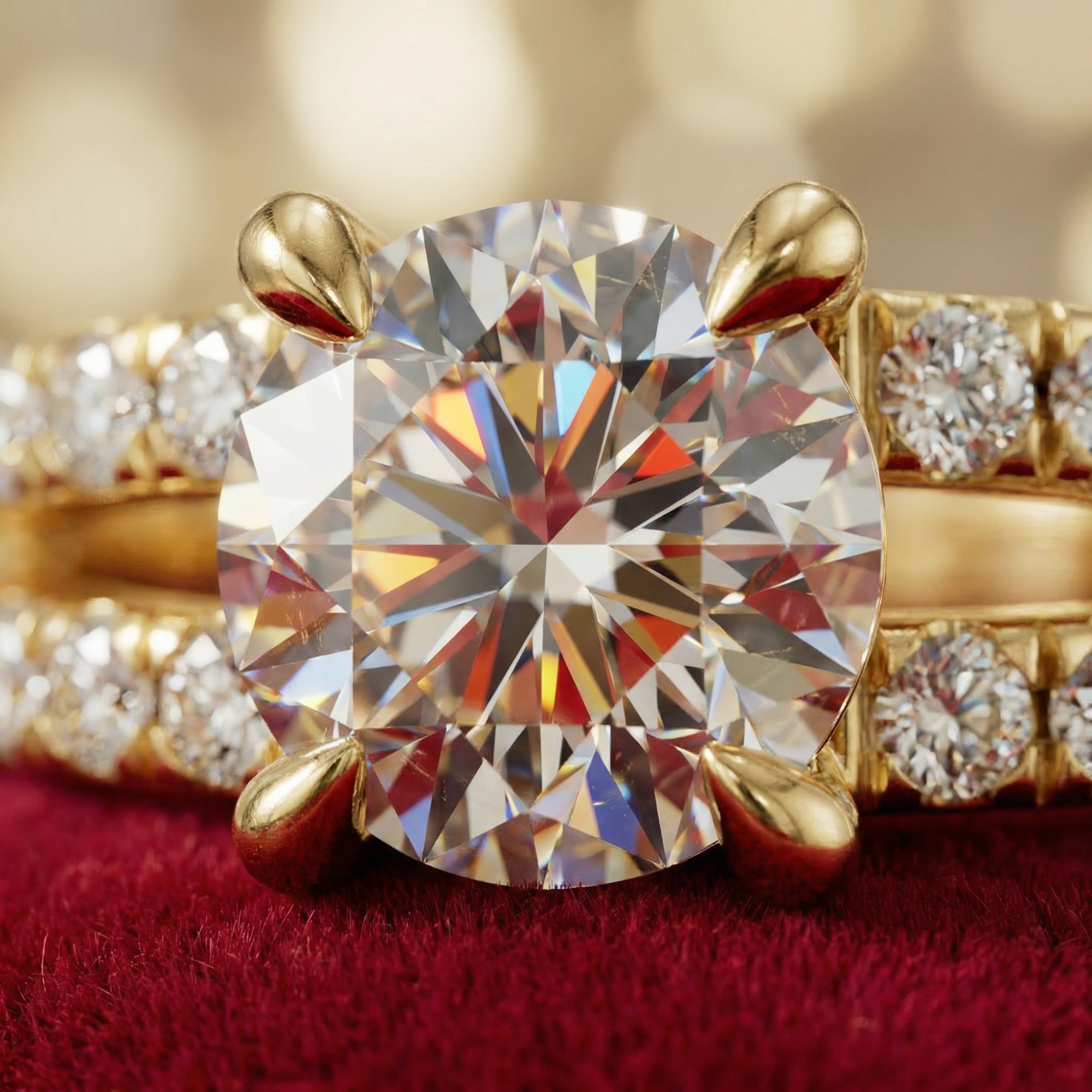 Halo Diamond Engagement Ring 14K Gold – 1.19 CT Round Diamond Ring - Bijoux Eclore