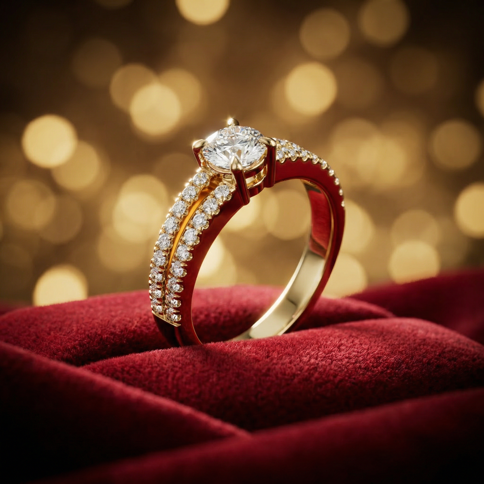 Halo Diamond Engagement Ring 14K Gold – 1.19 CT Round Diamond Ring - Bijoux Eclore