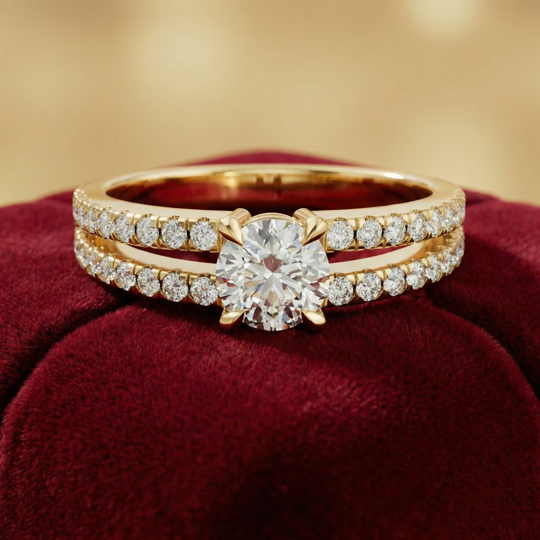 Halo Diamond Engagement Ring 14K Gold – 1.19 CT Round Diamond Ring - Bijoux Eclore