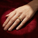 Diamond Infinity Band in 14K Yellow Gold – Twisted Pavé Wedding Ring - Bijoux Eclore
