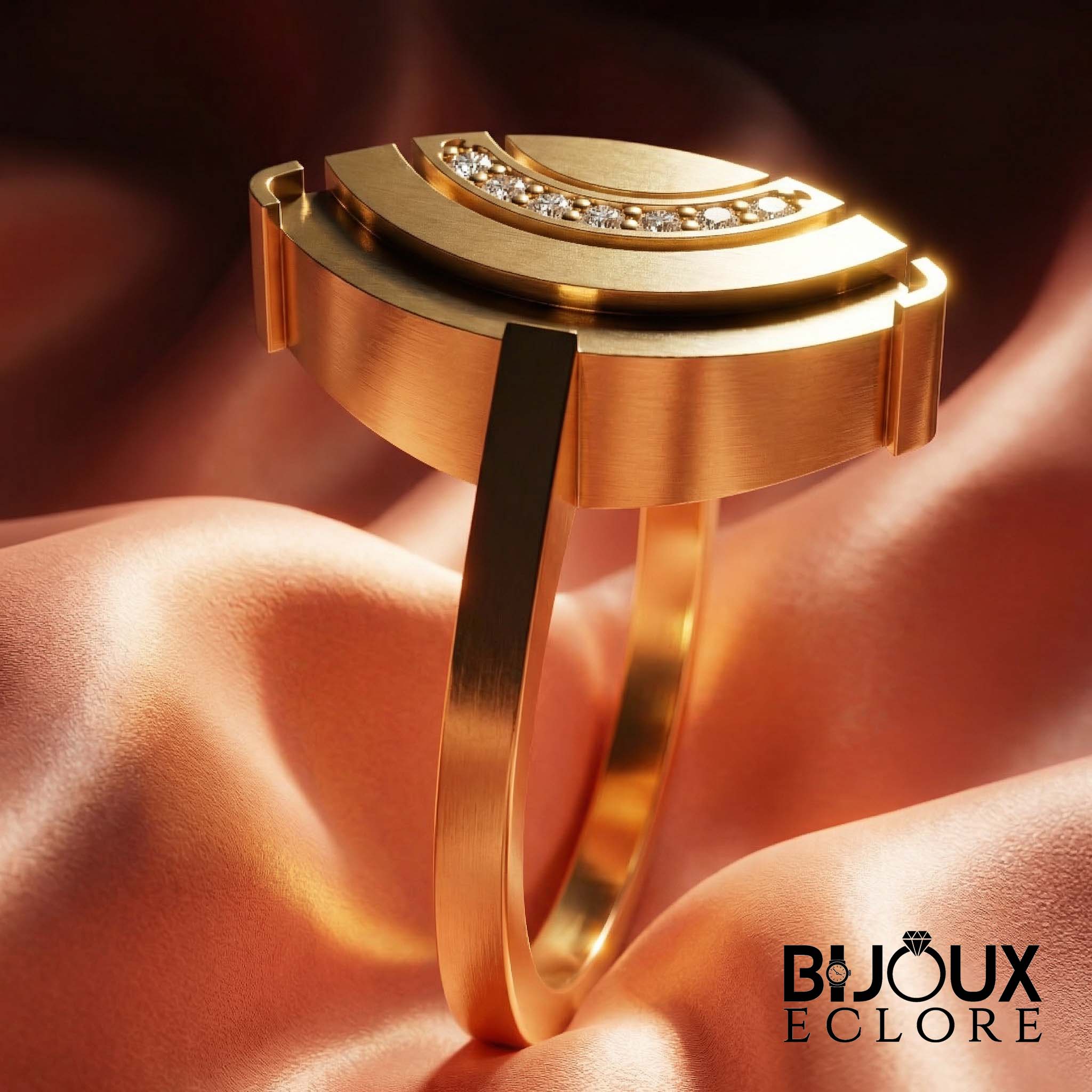 Timeless Elegance Ring Featuring Layered Gold and Diamond Row - Bijoux Eclore