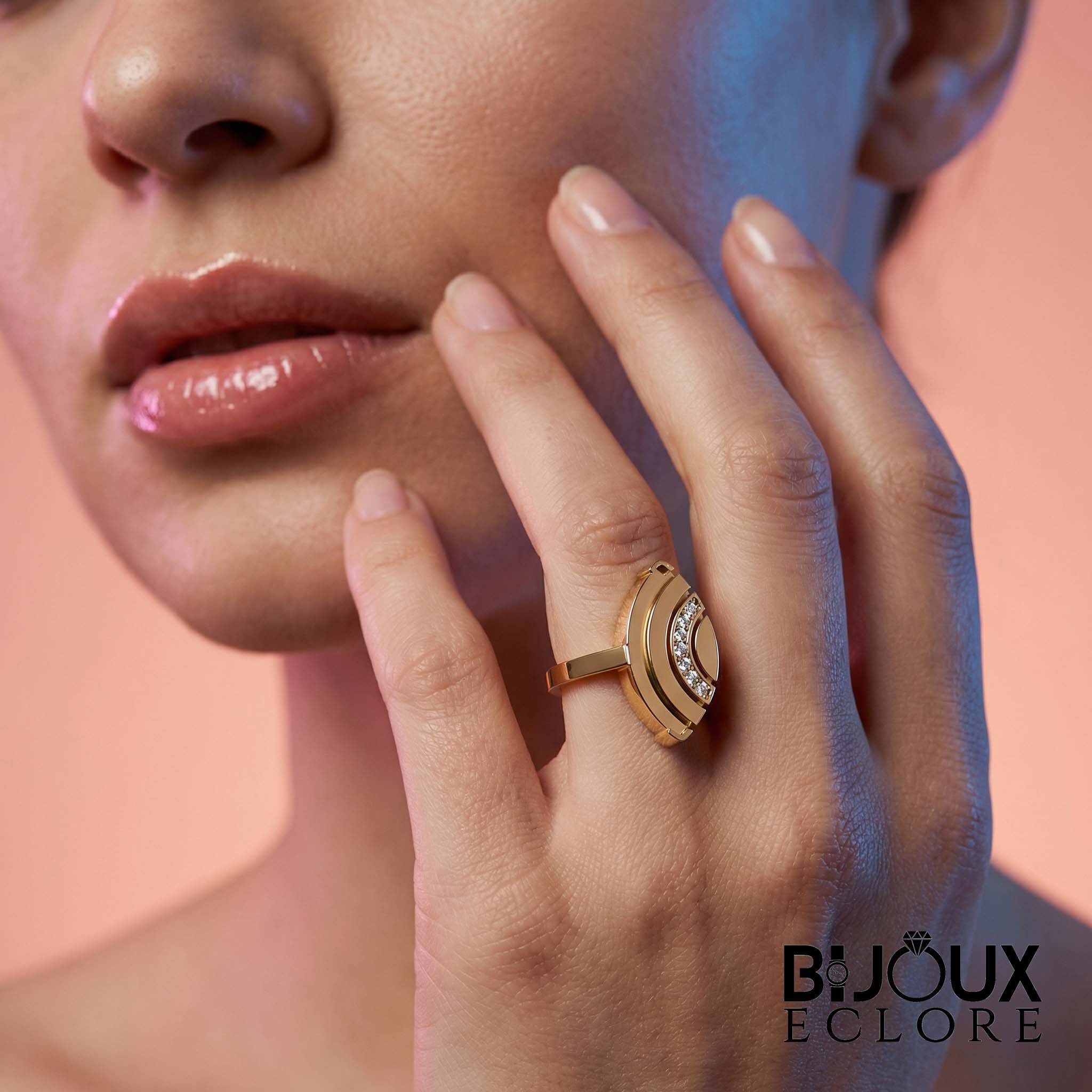 Timeless Elegance Ring Featuring Layered Gold and Diamond Row - Bijoux Eclore