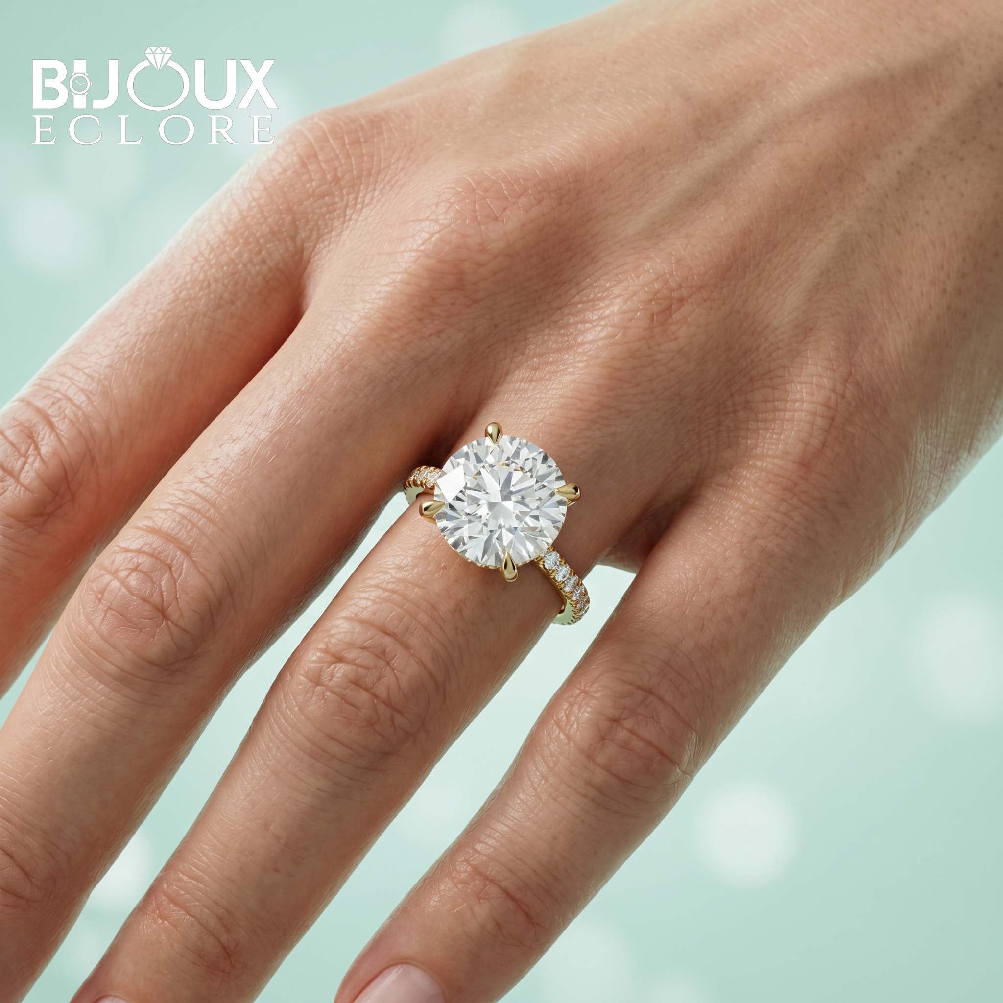 Celeste Royale Oval Diamond Engagement Ring with Hidden Halo Sparkle in Yellow Gold - Bijoux Eclore