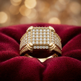 Premium Diamond Cluster Ring in Gold – Bold Square Signet Designer Ring - Bijoux Eclore