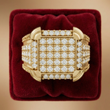 Premium Diamond Cluster Ring in Gold – Bold Square Signet Designer Ring - Bijoux Eclore