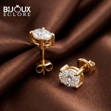 Luxury Oval Solitaire Earrings with Refined Gold Mounting - Bijoux Eclore