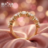 Elegant Shared-Prong Diamond Band with Gold Shank - Bijoux Eclore