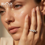 Elegant Shared-Prong Diamond Band with Gold Shank - Bijoux Eclore