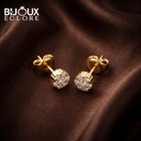 Luxury Round Diamond Cluster Stud Earrings in Yellow Gold - Bijoux Eclore