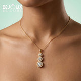Celeste Royale Triple Halo Diamond Pendant Necklace in Polished Gold - Bijoux Eclore