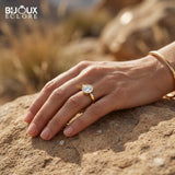Round-Cut Diamond Surrounded by a Polished Gold Bezel on a Simple, Elegant Band - Bijoux Eclore
