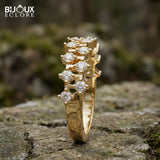 Diamond Band Featuring a Geometric Design with Sparkling Stones Set in Lustrous Yellow Gold - Bijoux Eclore