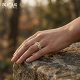 Diamond Band Featuring a Geometric Design with Sparkling Stones Set in Lustrous Yellow Gold - Bijoux Eclore