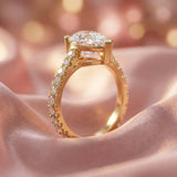 Pear-Shaped Diamond Statement Ring in Yellow Gold with Diamond Side Accents - Bijoux Eclore