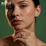 Luxury Pear Cut Diamond Ring with Tapered Baguette Side Stones in Polished Gold - Bijoux Eclore